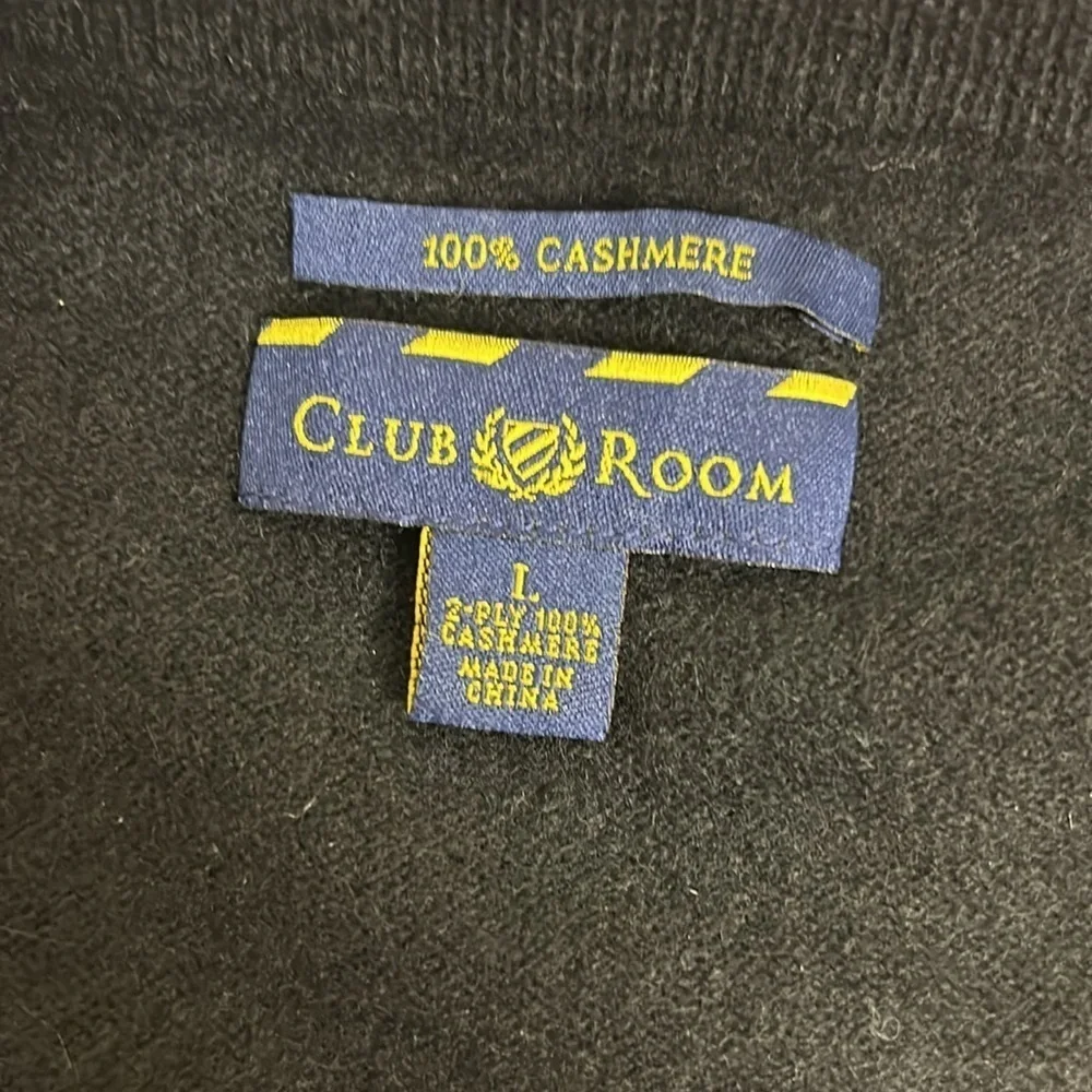 Club Room Mens Cashmere Sweater Black V Neck Pullover Size L Grandpa Academia‎